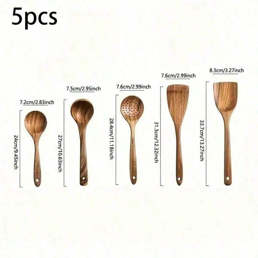 5 PCS Wooden Spoons, Sturdy Wo - Kitchen Baking Utensils review and price